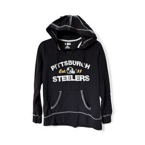 Pittsburg Steelers Hoodie Long Sleeves Distressed Lightweight Women's Medium NFL